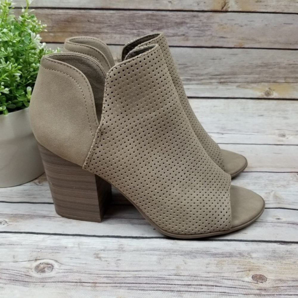 Soda Open Toe Perforated Ankle Booties